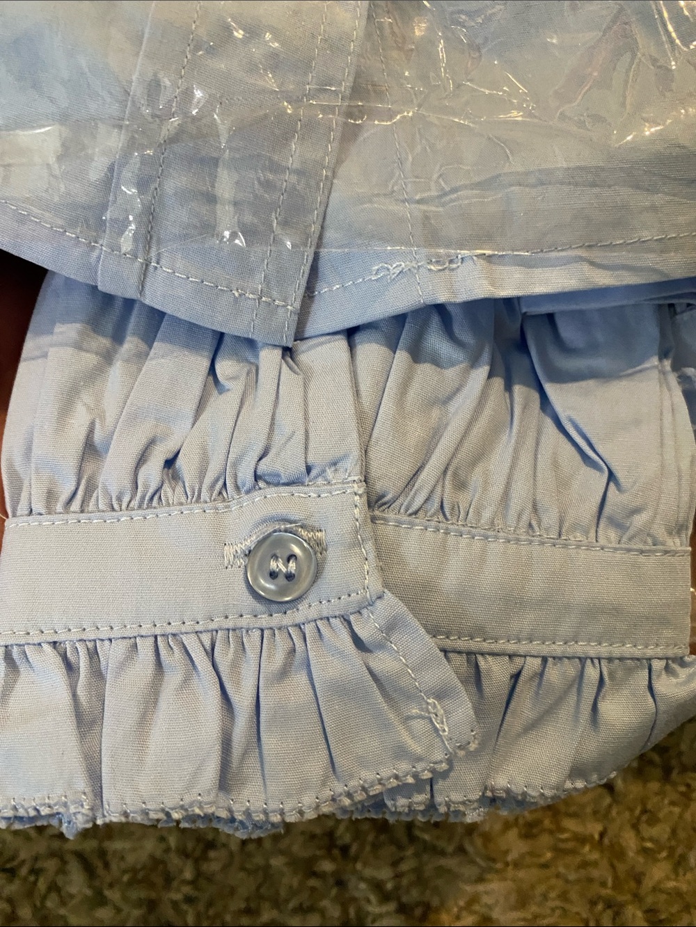 JODIFL Ruffled Peter Pan Collar Full button down! Color:Chambray/ Light Blue - Picture 6 of 10